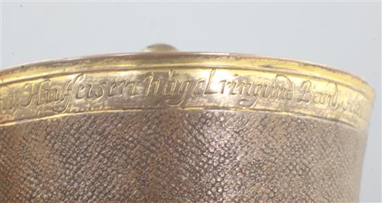 A Herrengrund parcel gilt copper miners cup, diameter 3in. height 2.25in.